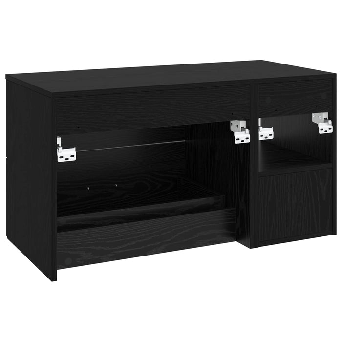 Set de mobilier pentru baie 2 pcs Stejar Negru Lemn prelucrat WALTI