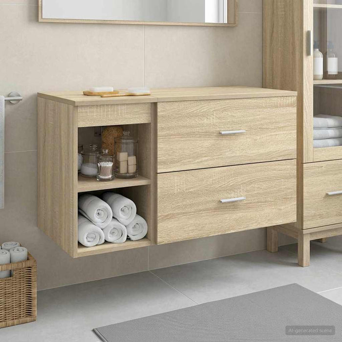 Set de mobilier pentru baie 2 pcs Stejar Sonoma Lemn prelucrat WALTI