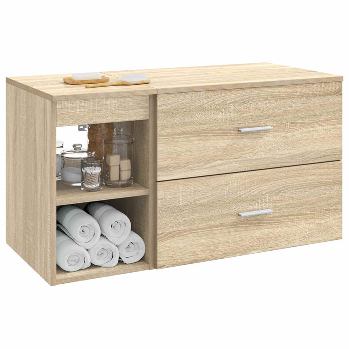 Set de mobilier pentru baie 2 pcs Stejar Sonoma Lemn prelucrat WALTI