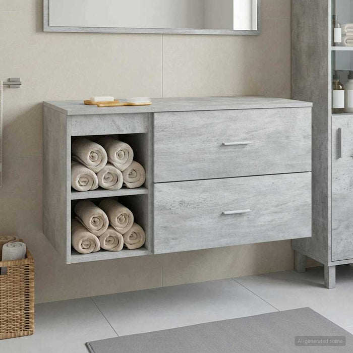 Set de mobilier pentru baie 2 pcs Gri Beton Lemn prelucrat WALTI