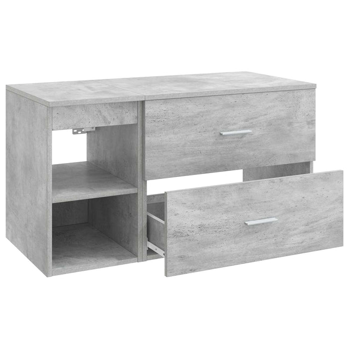 Set de mobilier pentru baie 2 pcs Gri Beton Lemn prelucrat WALTI