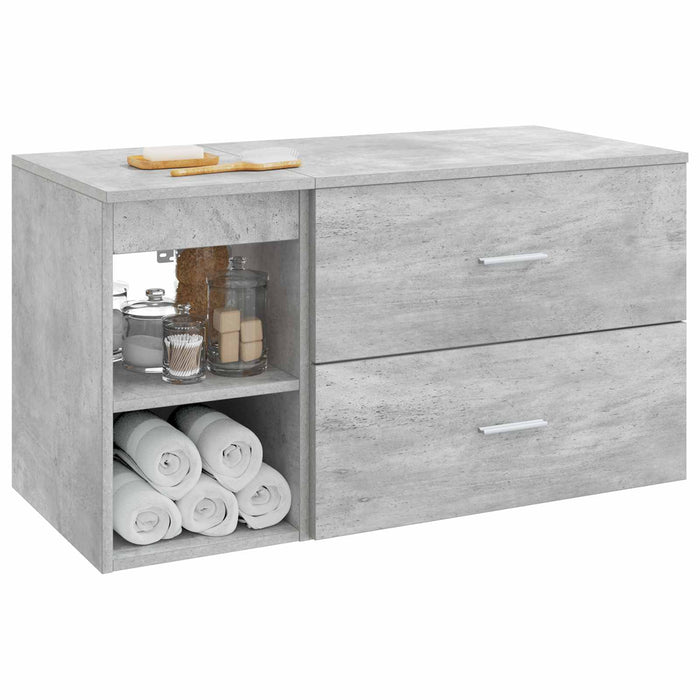 Set de mobilier pentru baie 2 pcs Gri Beton Lemn prelucrat WALTI