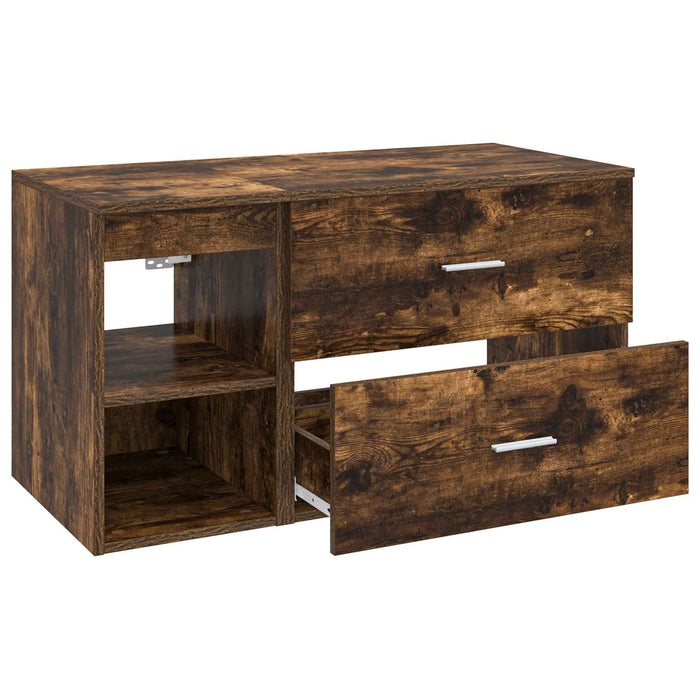 Set de mobilier pentru baie 2 pcs Stejar fumuriu Lemn prelucrat WALTI