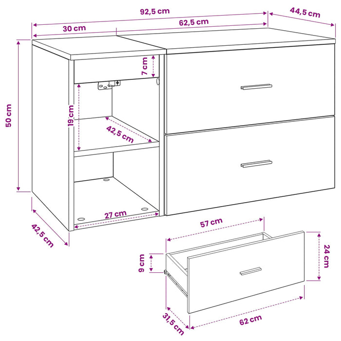 Set de mobilier pentru baie 2 pcs Stejar fumuriu Lemn prelucrat - WALTI WALTI