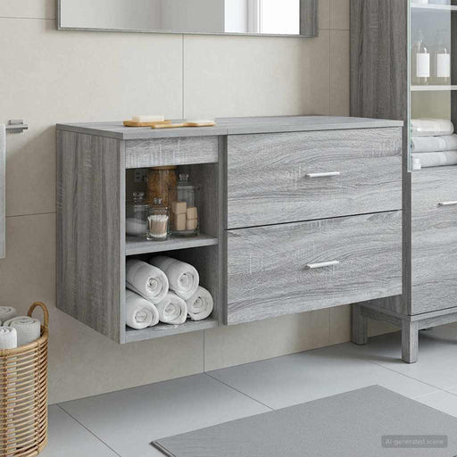 Set de mobilier pentru baie 2 pcs Sonoma gri Lemn prelucrat - WALTI WALTI