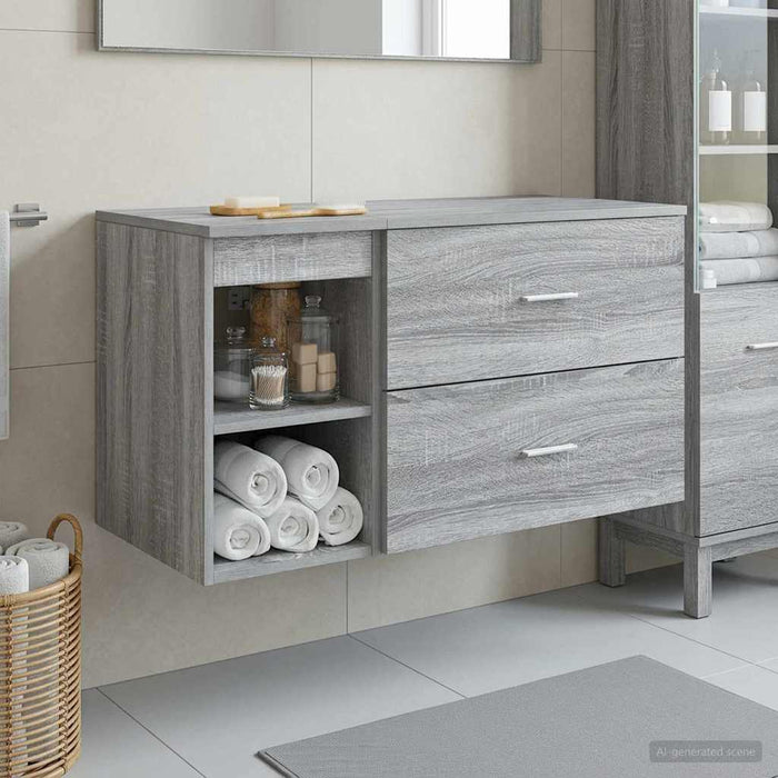 Set de mobilier pentru baie 2 pcs Sonoma gri Lemn prelucrat WALTI
