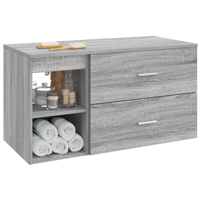 Set de mobilier pentru baie 2 pcs Sonoma gri Lemn prelucrat WALTI