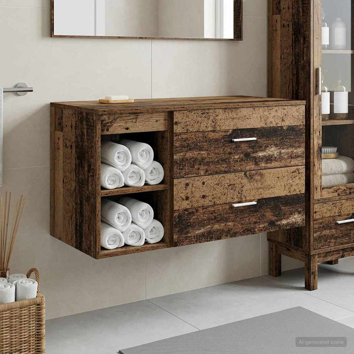 Set de mobilier pentru baie 2 pcs Lemn vechi Lemn prelucrat WALTI