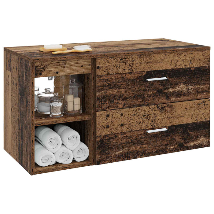 Set de mobilier pentru baie 2 pcs Lemn vechi Lemn prelucrat WALTI
