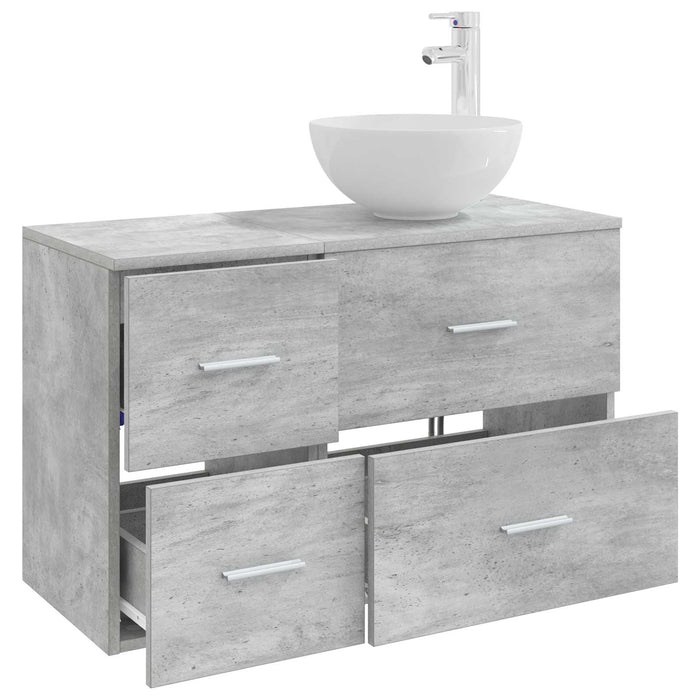 Set de mobilier pentru baie 2 pcs Gri Beton Lemn prelucrat WALTI