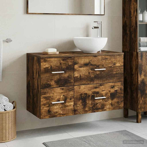 Set de mobilier pentru baie 2 pcs Stejar fumuriu Lemn prelucrat - WALTI WALTI