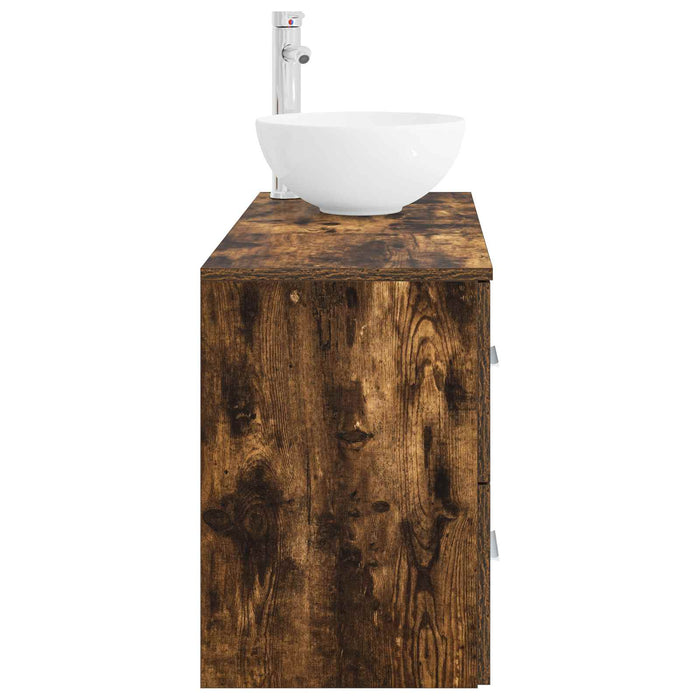 Set de mobilier pentru baie 2 pcs Stejar fumuriu Lemn prelucrat WALTI