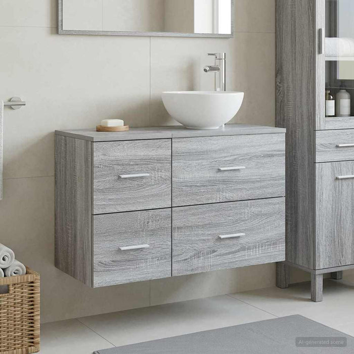 Set de mobilier pentru baie 2 pcs Sonoma gri Lemn prelucrat WALTI