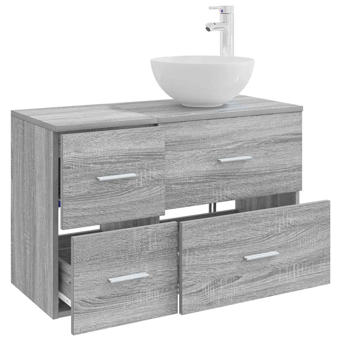 Set de mobilier pentru baie 2 pcs Sonoma gri Lemn prelucrat WALTI