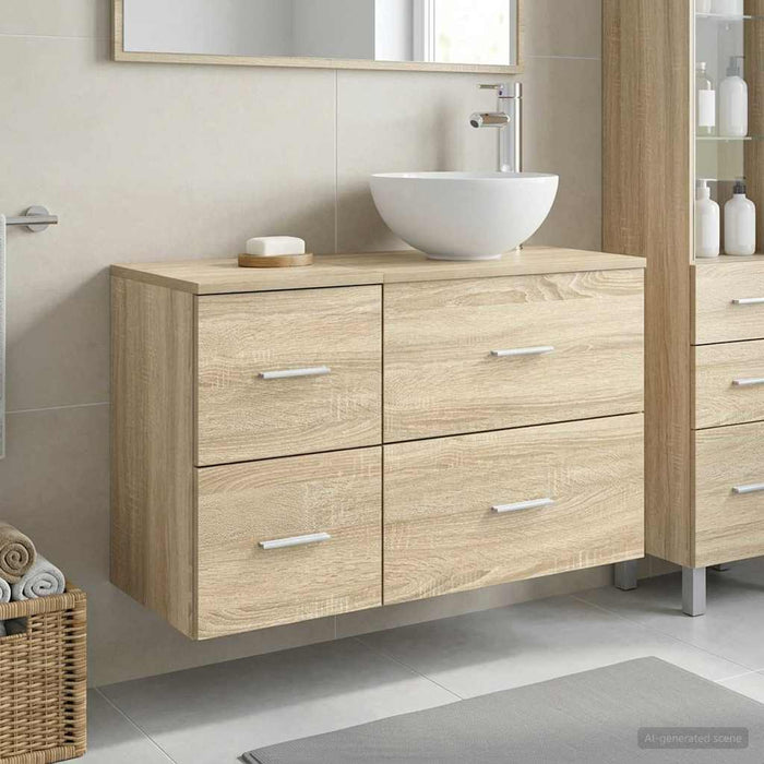 Set de mobilier pentru baie 2 pcs Stejar Sonoma Lemn prelucrat WALTI
