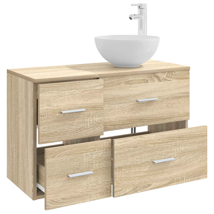 Set de mobilier pentru baie 2 pcs Stejar Sonoma Lemn prelucrat WALTI