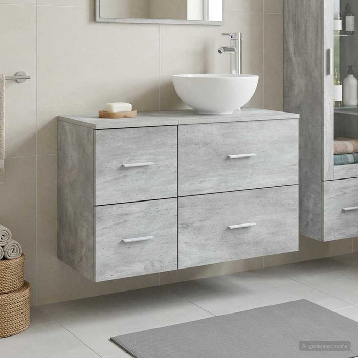 Set de mobilier pentru baie 2 pcs Gri Beton Lemn prelucrat WALTI