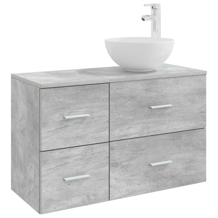 Set de mobilier pentru baie 2 pcs Gri Beton Lemn prelucrat WALTI