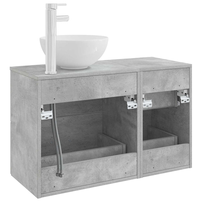 Set de mobilier pentru baie 2 pcs Gri Beton Lemn prelucrat WALTI