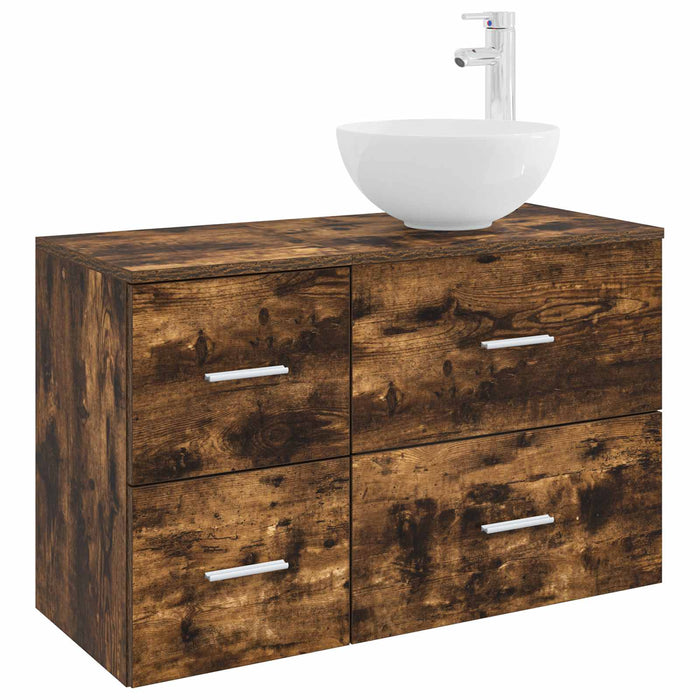 Set de mobilier pentru baie 2 pcs Stejar fumuriu Lemn prelucrat WALTI