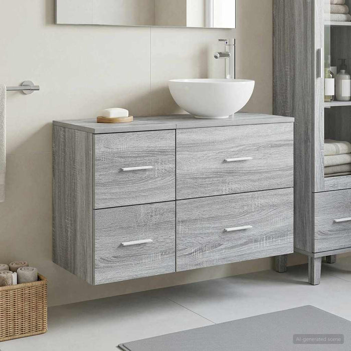 Set de mobilier pentru baie 2 pcs Sonoma gri Lemn prelucrat WALTI