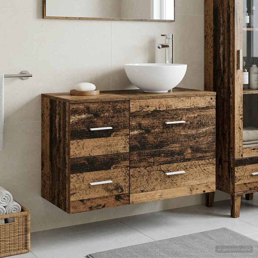 Set de mobilier pentru baie 2 pcs Lemn vechi Lemn prelucrat - WALTI WALTI