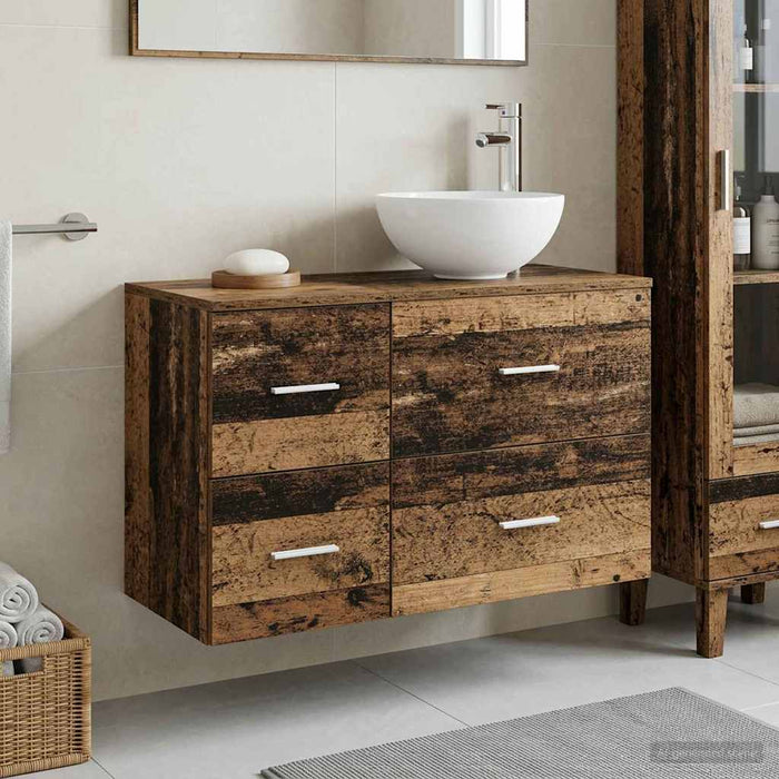Set de mobilier pentru baie 2 pcs Lemn vechi Lemn prelucrat WALTI