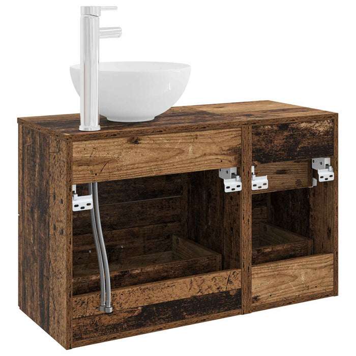 Set de mobilier pentru baie 2 pcs Lemn vechi Lemn prelucrat WALTI