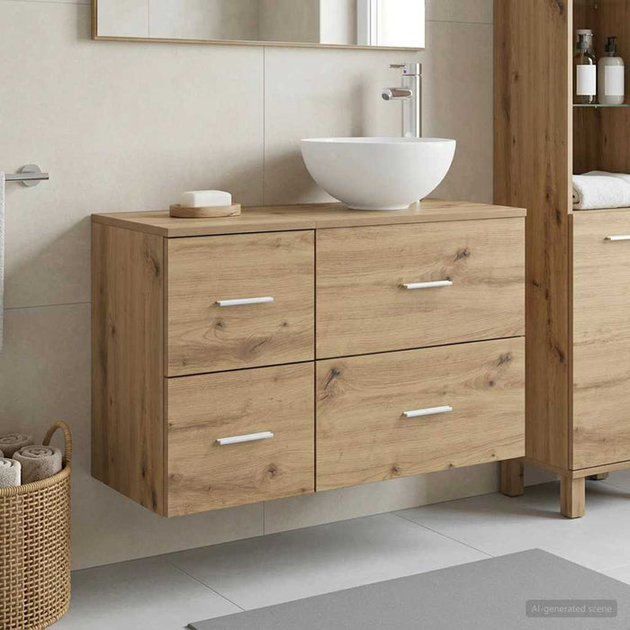 Set de mobilier pentru baie 2 pcs Stejar Artizanal WALTI