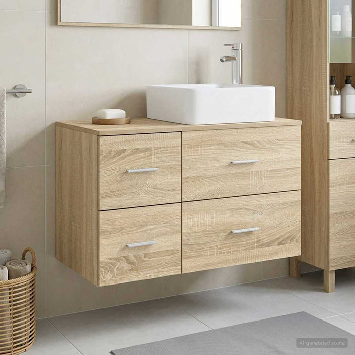 Set de mobilier pentru baie 2 pcs Stejar Sonoma Lemn prelucrat WALTI
