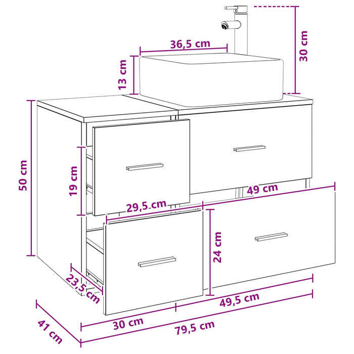 Set de mobilier pentru baie 2 pcs Stejar Sonoma Lemn prelucrat WALTI