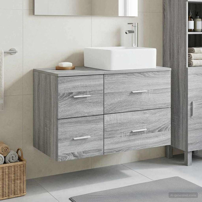 Set de mobilier pentru baie 2 pcs Sonoma gri Lemn prelucrat WALTI