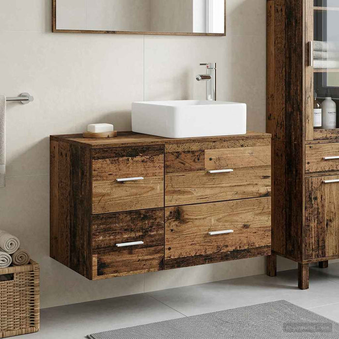 Set de mobilier pentru baie 2 pcs Lemn vechi Lemn prelucrat WALTI