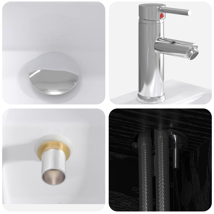 Set de mobilier pentru baie 2 buc. Stejar Negru Lemn prelucrat WALTI