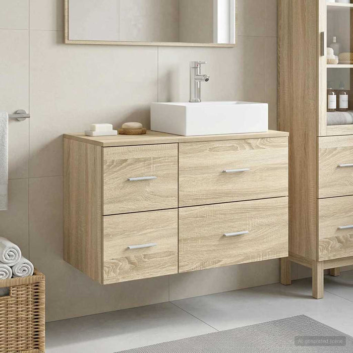 Set de mobilier pentru baie 2 buc. Stejar Sonoma Lemn prelucrat WALTI