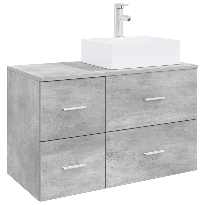 Set de mobilier pentru baie 2 buc. Gri Beton Lemn prelucrat WALTI