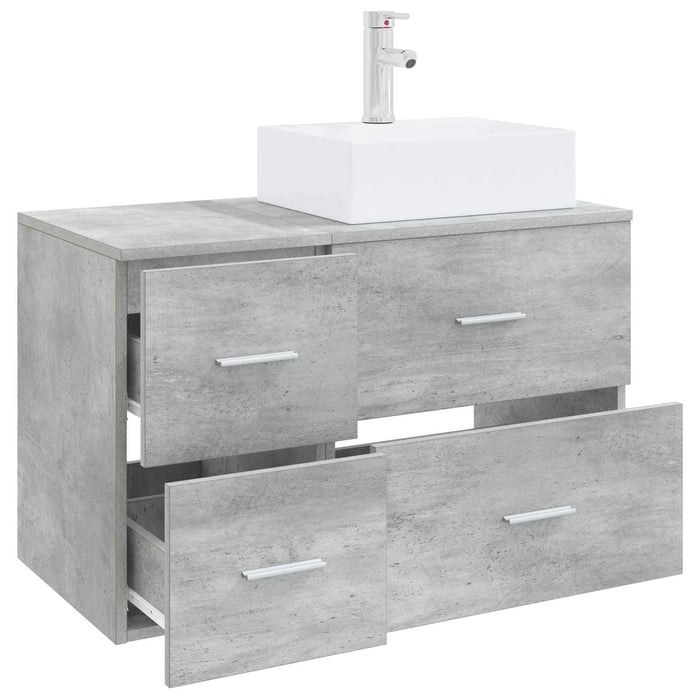Set de mobilier pentru baie 2 buc. Gri Beton Lemn prelucrat WALTI