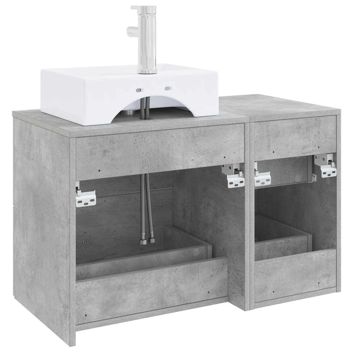 Set de mobilier pentru baie 2 buc. Gri Beton Lemn prelucrat WALTI