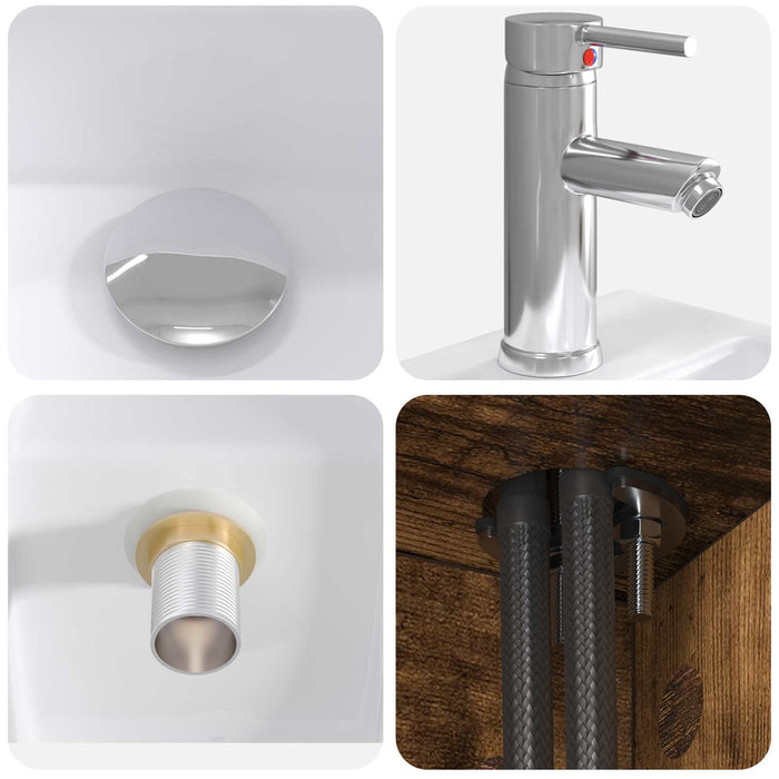Set de mobilier pentru baie 2 buc. Stejar fumuriu WALTI