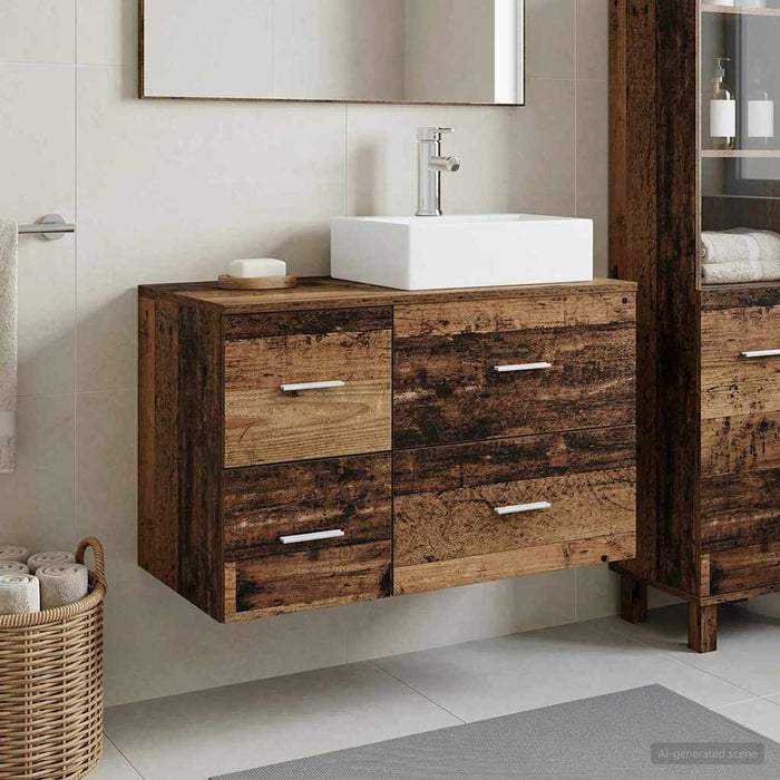 Set de mobilier pentru baie 2 buc. Lemn vechi Lemn prelucrat WALTI