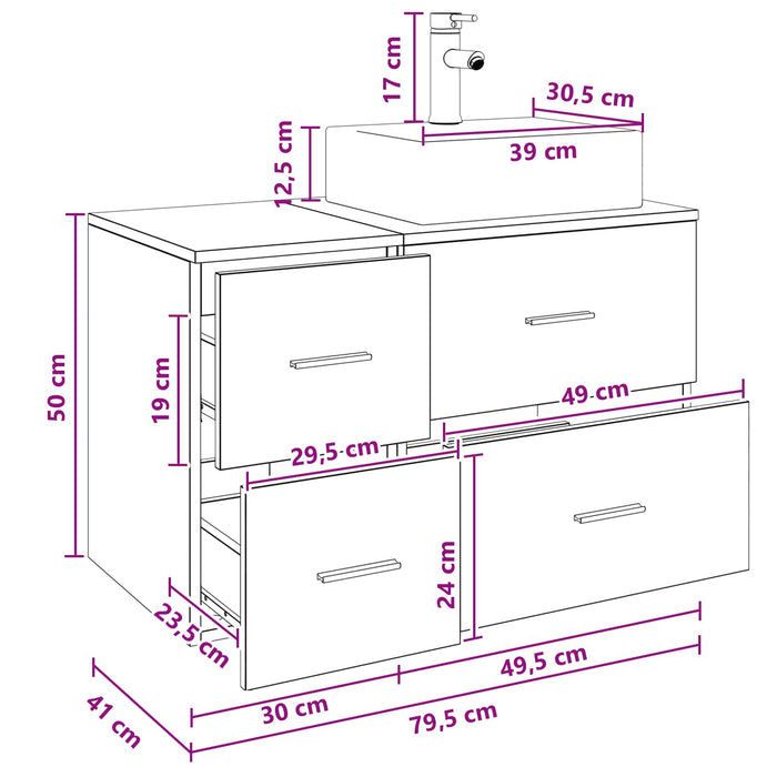 Set de mobilier pentru baie 2 buc. Lemn vechi Lemn prelucrat WALTI