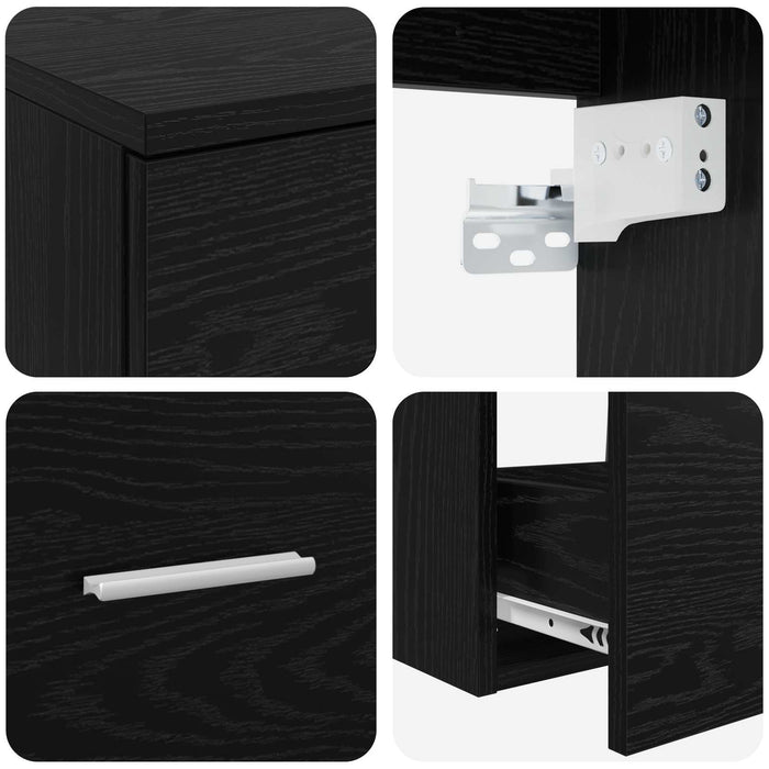 Set de mobilier pentru baie 2 buc. Stejar Negru Lemn prelucrat WALTI
