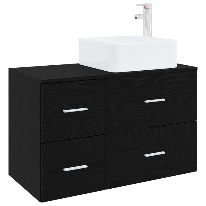 Set de mobilier pentru baie 2 buc. Stejar Negru Lemn prelucrat WALTI