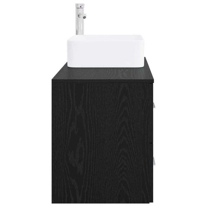 Set de mobilier pentru baie 2 buc. Stejar Negru Lemn prelucrat WALTI