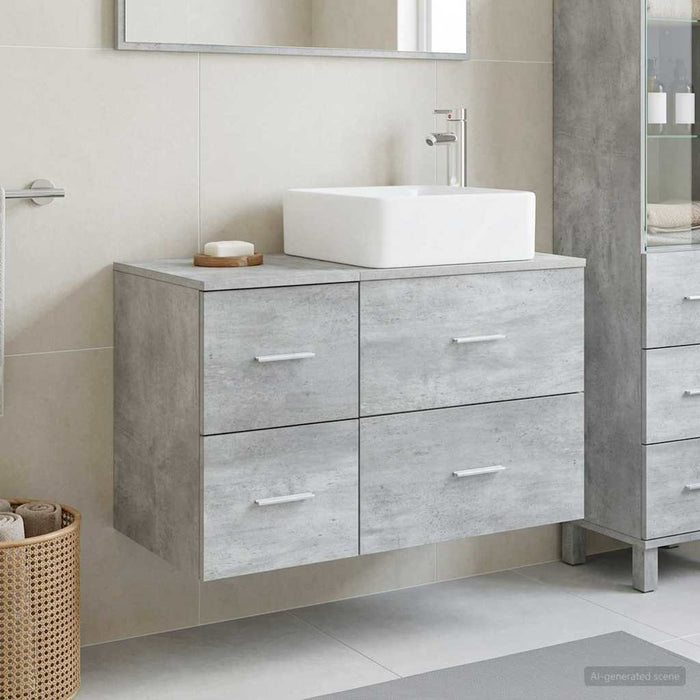 Set de mobilier pentru baie 2 buc. Gri Beton Lemn prelucrat WALTI