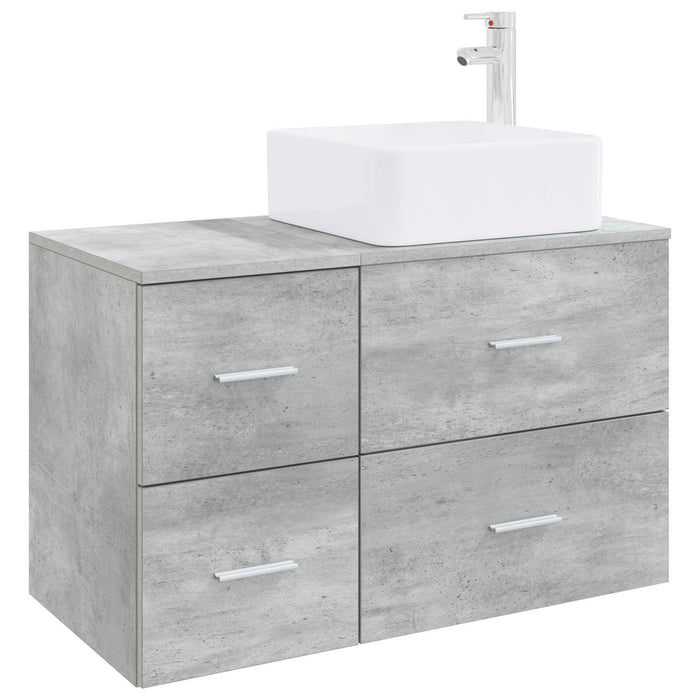 Set de mobilier pentru baie 2 buc. Gri Beton Lemn prelucrat WALTI