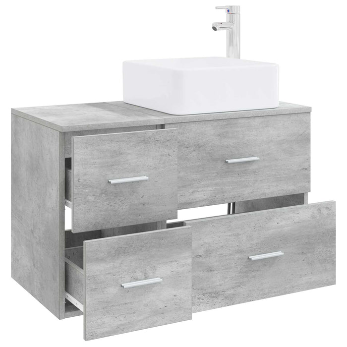 Set de mobilier pentru baie 2 buc. Gri Beton Lemn prelucrat WALTI