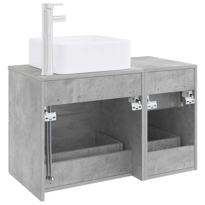 Set de mobilier pentru baie 2 buc. Gri Beton Lemn prelucrat WALTI