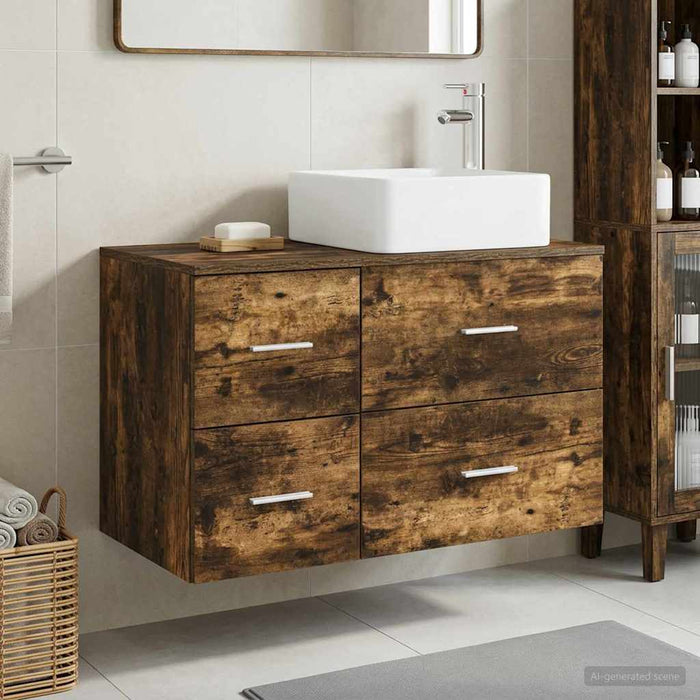 Set de mobilier pentru baie 2 buc. Stejar fumuriu WALTI