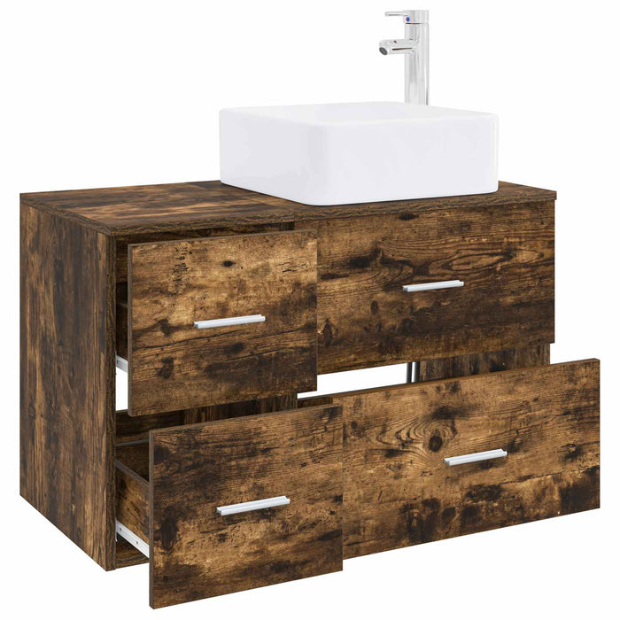 Set de mobilier pentru baie 2 buc. Stejar fumuriu WALTI